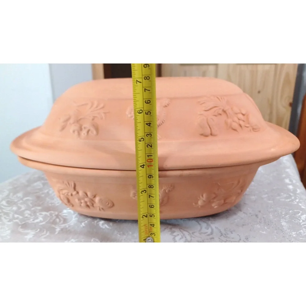 Romertopf 119 Germany Terracotta Orange Clay Large 14x10x7 Dutch Oven Roaster